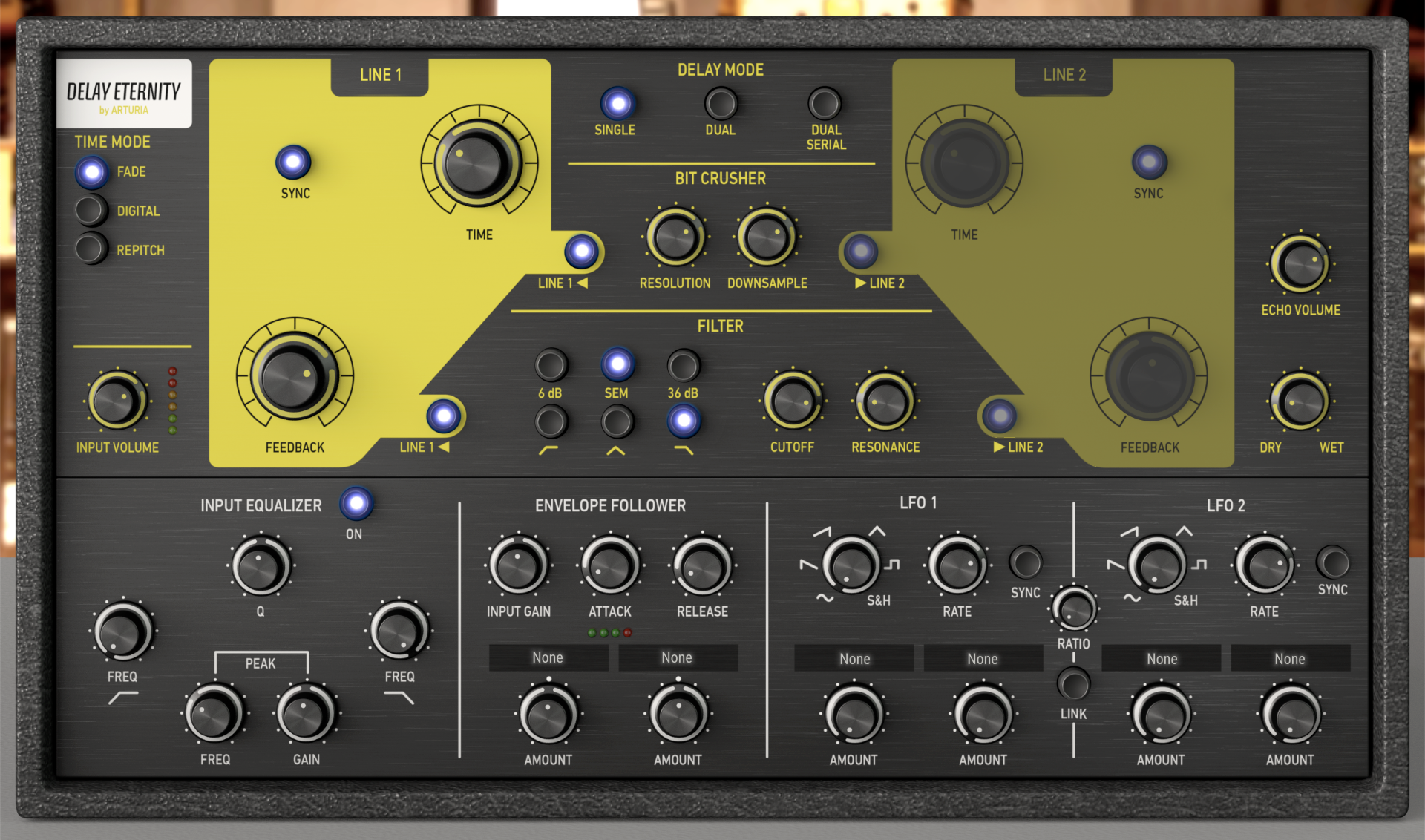 Delay Eternity (Arturia). Arturia - delay Tape-201. Arturia Reverb VST. Softube time and Tone Bundle.