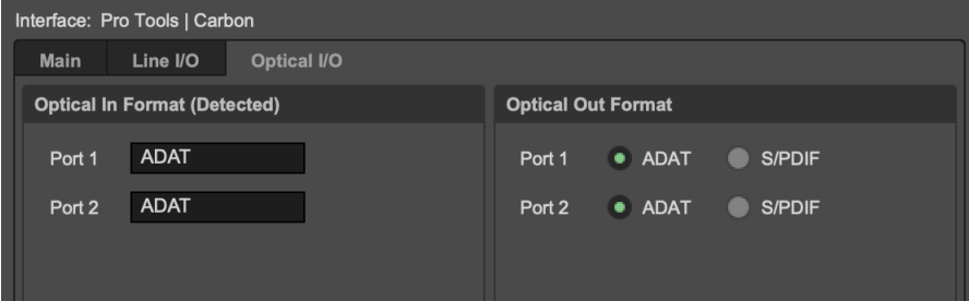 Pro Tools Hardware Setup Optical Tab